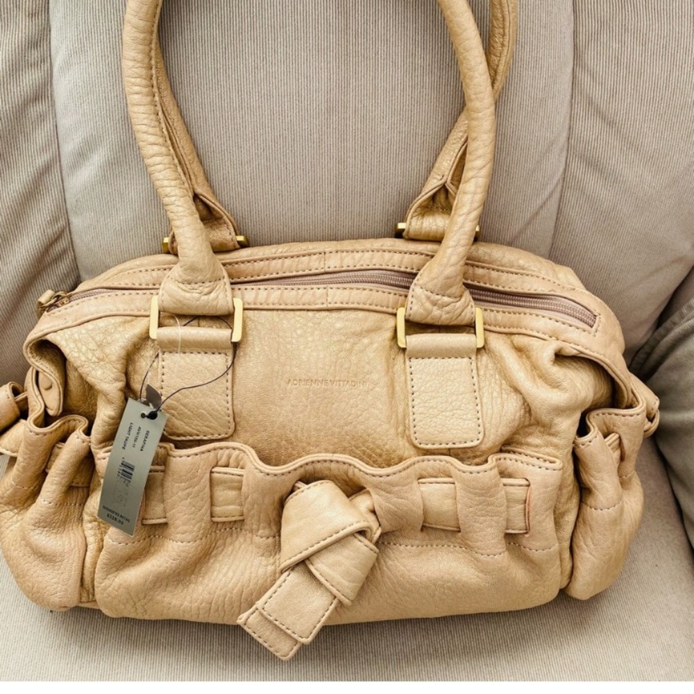 Adrienne Vittadini Beige Leather Satchel